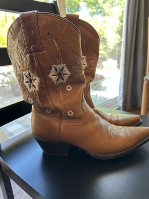 Sonora Leather Western Embroidered Cowboy Boots Double H Women s 7.5M