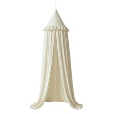 Kids Bed Canopy with Ruffles, Pastel Neutral Color for Boys  Girls, Frilled ...