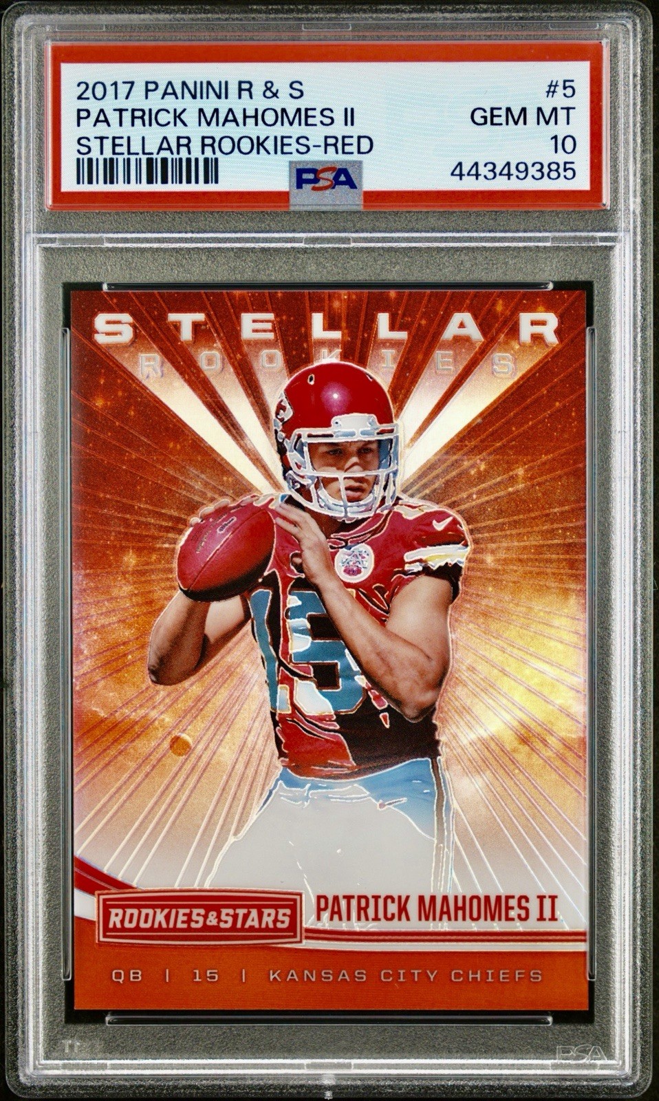 Patrick Mahomes Panini Rookies & Stars Stellar Rookies #5 Red