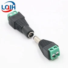 Wire Port Male + Female DC Power Jack Connector Plug 2.1 x 5.5mm Audio CCTV LED