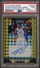 2018-19 Panini Prizm Mosaic Gold Giannis Antetokounmpo MO-GA 5/10 PSA 9 Auto