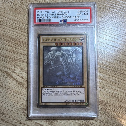 YUGIOH - Blue-Eyes White Dragon Haunted Mine GLD5-EN001 Ghost Rare PSA 8