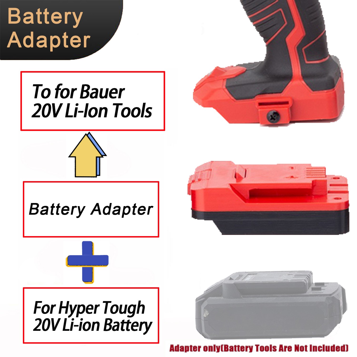 Adapter Suitable For Hyper Tough 20V Li-Ion Battery To Fits For Bauer 20V Tools
