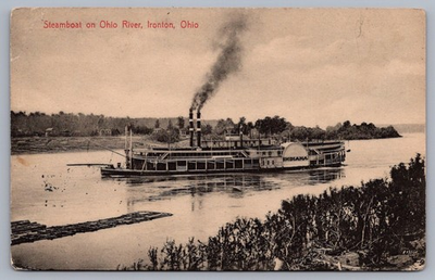 #ad #ad Steamboat Ohio River Ironton Ohio OH 1908 Postcard P7 $14.99