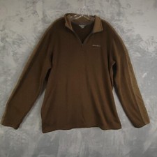 Eddie Bauer Mens Sweater Pullover Crew Mock Neck Knit 1/4 Zip Logo Brown TXL