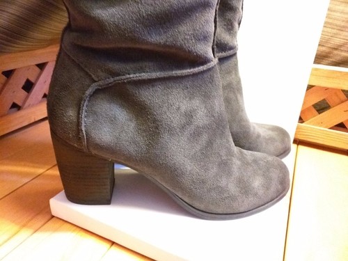 Franco Sarto™ Gray Soft Suede Leather Block Heel Knee High Boots Zip 7.5 $199.00 - Picture 4 of 12
