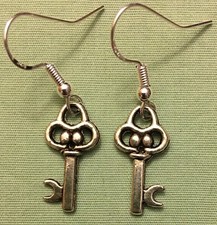 KEY EARRINGS - Pewter with Sterling Silver Ear Wires 2