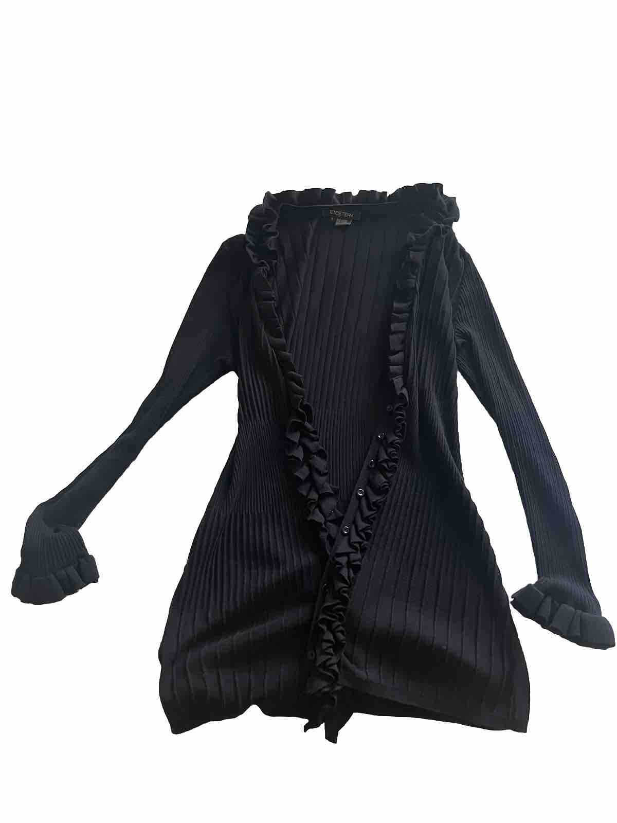 Etcetera Grey Large Button Up Ruffled Cardigan - image 1