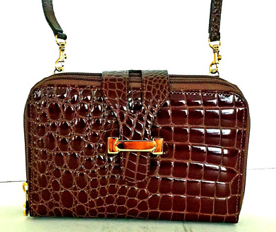 RAPHAEL Style JANNA Whiskey Clutch Wallet Organizer Cayman Exotic Leather Italy