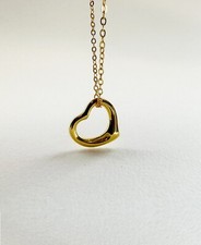 Gold Open Heart Necklace on 16 Inch Delicate Gold Chain in White Gift Box