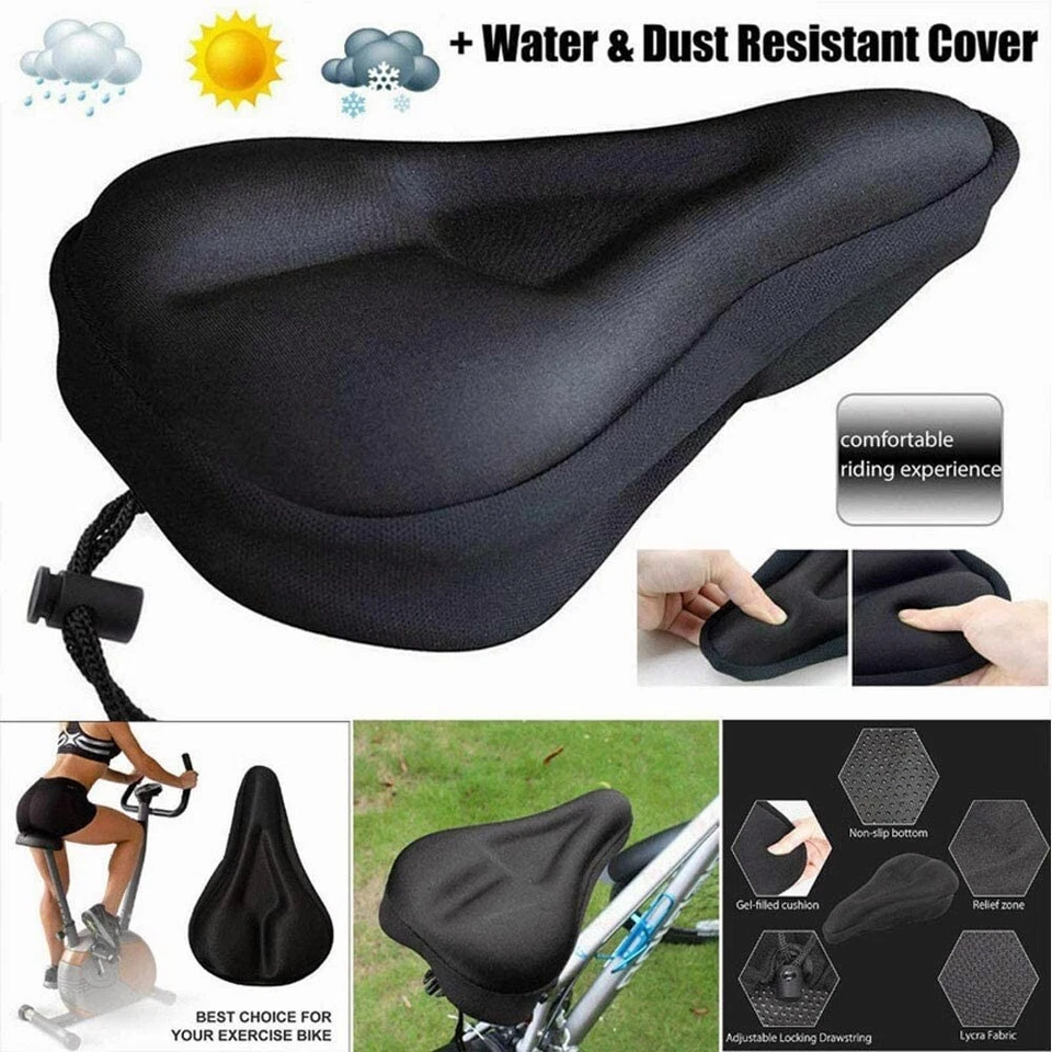 Funda de cojín de asiento de bicicleta acolchada suave para sillín de bicicleta de montaña cubierta de asiento cómoda Foto 2 de 4