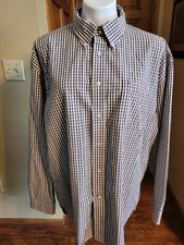 Tommy Hilfiger Shirt Mens XL Brown Check Button Down 80's 2 Ply Fabric