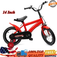 14 Inch Kids Bike Children Boys Girls Bicycle Bike Red with Training Wheels