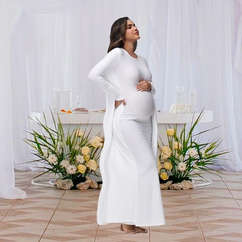 Abito donna gravidanza servizio fotografico manica bodycon vestito premaman fotografia - Foto 3 di 12