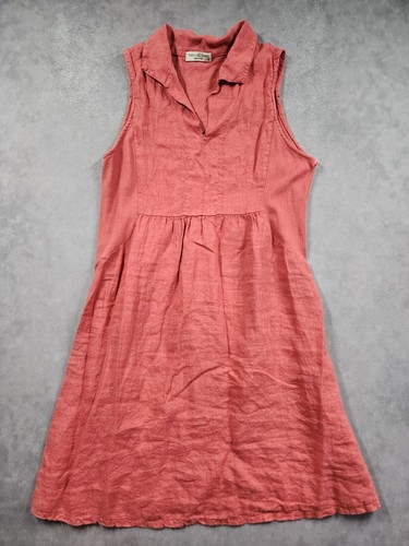 Terzo Millennio A-Line Dress Women's Medium Red 100% Linen Sleeveless Classic