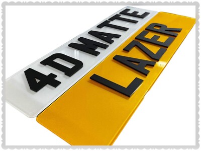 4D LASER CUT BLACK  ACRYLIC MATTE FINISH NUMBER PLATES OPTIONAL BLACK BORDER