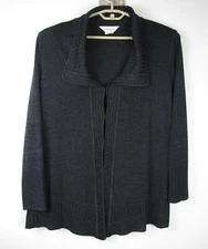 MISOOK Women's Size Large Dark Grey Hook & Eye Closure Shawl Collar Cardigan