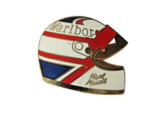 Formula One  Classic Nigel  Mansell Marlboro  Racing Helmet Hat Pin.