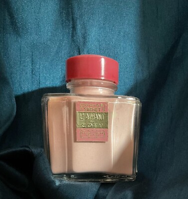 Vintage L Aima by Coty Pink Powder Sachet 1.75 oz. Glass Bottle - Full 1940s Per