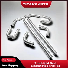 2.0" Inch Custom Exhaust Tubing Straight 90 Degree Mandrel Pipe U-Bend Kit 8 Pcs