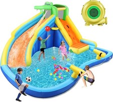 Inflatable Kids Water Slide Bounce House w/Blower, Water Gun  Splash Pool COOL 