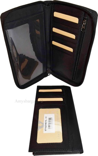 Lote de 3 Cartera de Cuero con Cremallera Alrededor Chequera 14 Monedero de Cambio de Tarjeta de Identificación de Crédito Nuevo - Imagen 3 de 12