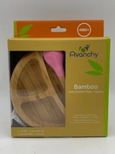 Avanchy Essential Dishes Bamboo Baby Suction Bowl & Plate Set Pink 4 PC #D538