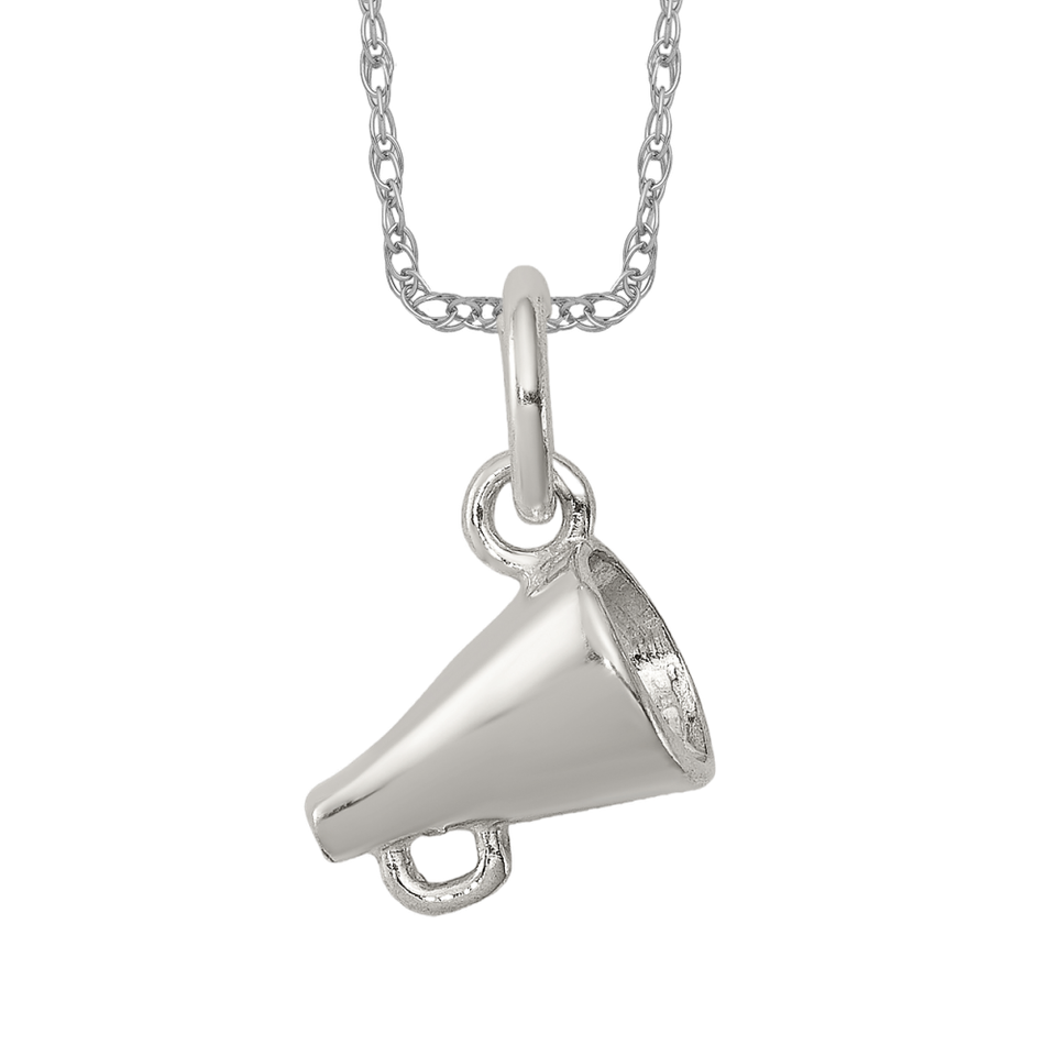 925 Sterling Silver Megaphone Necklace Cheerleading Charm Sports