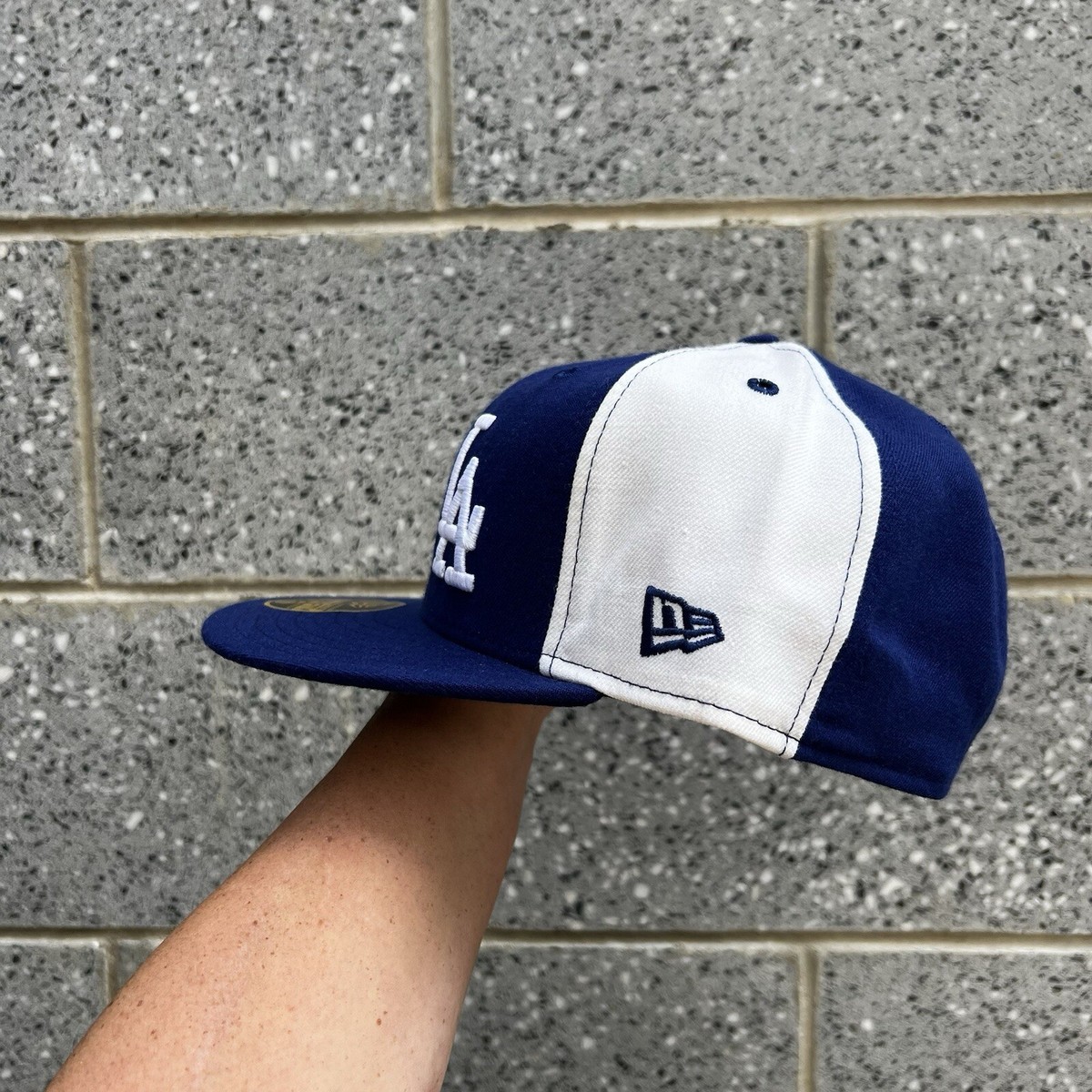 VTG LA Dodgers Double Logo 2 Tone Pinwheel New Era 59fifty