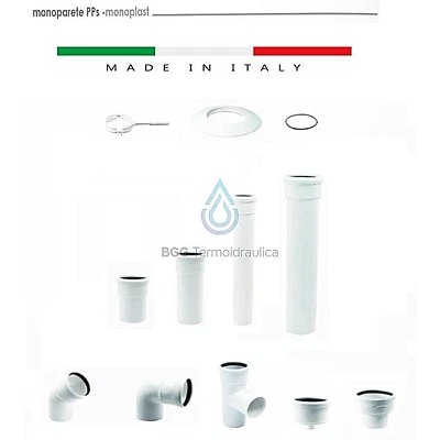 CANNA FUMARIA CALDAIA CONDENSAZIONE TUBI CURVE RACCORDI Ø80 in PPS BIANCO NUOVO