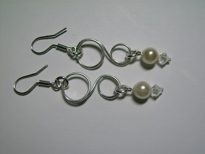 Mariage, mariée, boucles d'oreille ivoire/cristal, boucles d