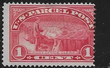 US Scott Q1, 1 Cent Parcel Post, 1912-13, Postal Clerk, MOG, VLH, F/VF