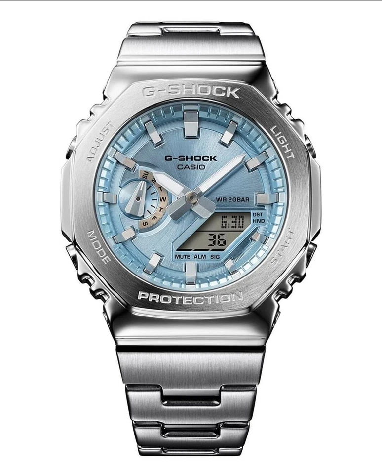 "Casio G-SHOCK GM-2110D-2A Stainless Steel Watch – Icy Blue Dial – Men's Analog- - Image 2 of 4