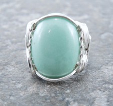 Sterling Silver Wire Wrapped Variscite Cabochon Ring