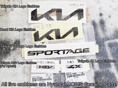 Hood Tailgate HEV 4X Sportage Logo Emblem Total 5PC For KA Sportage Hybrid 2023+