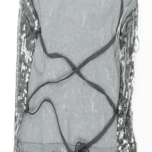Zara Womens Grey Polyester Blend Mini Size S Halter Lace Up - Open Back - Picture 4 of 10