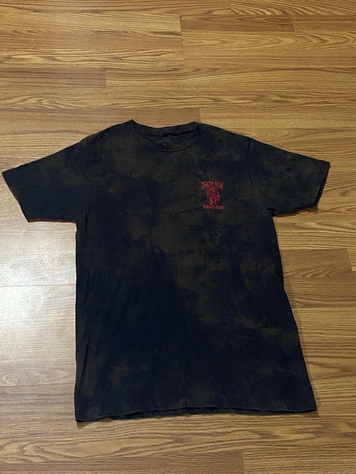 FILA Camicia Death Row Records da uomo nera cravatta tintura logo ricamato sbiancato tinto taglia S