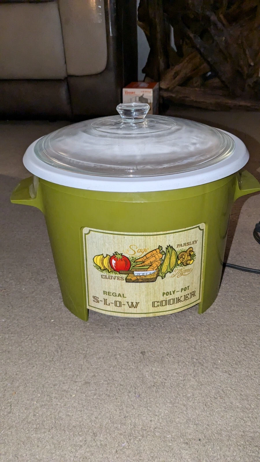 Vintage Avocado Green Regal Ware Poly Pot Slow Cooker Crock Pot