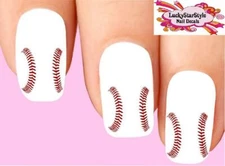 Waterslide Nail Decals Set of 20 - Baseball Stitches