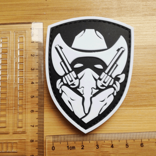 MASKED COWBOY GUNFIGHTER DESERT TACTICAL ARMY PATCH GLOW IN THE DARK - Picture 2 of 7