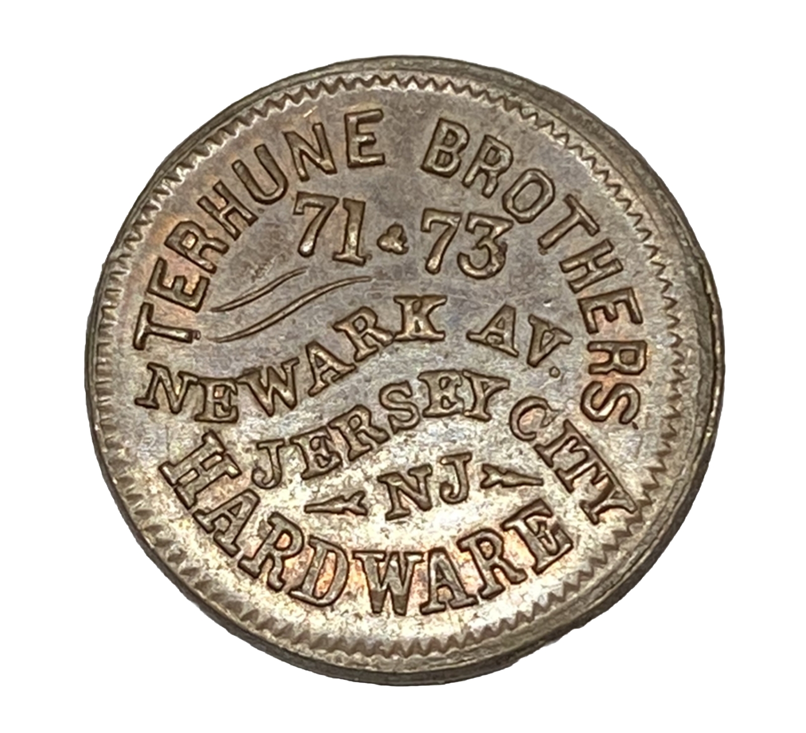 186X Civil War Store Card Token / Terhune Brothers Hardware / Jersey