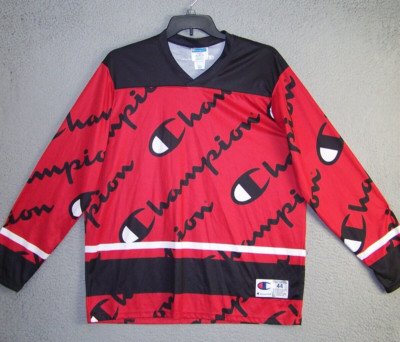 Champion Shirt Adult Large Red Graphic Racing Long Sleeve Outdoor Active Mens