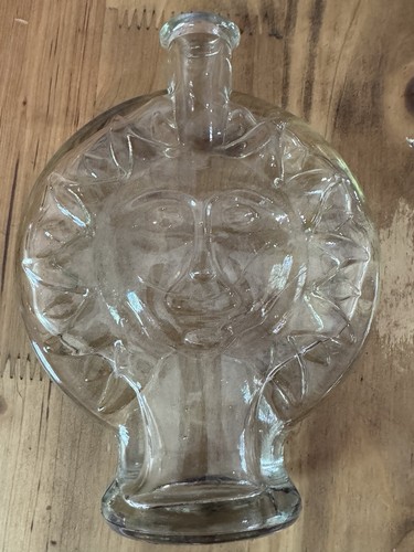 Bottiglia di vetro trasparente vintage viso sole vaso bocciolo mod celeste bottiglia profonda 7" - Foto 2 di 9