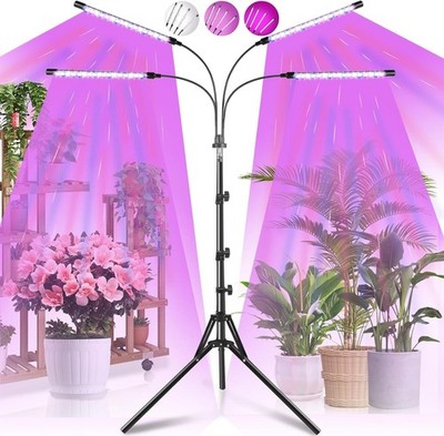 LED Pflanzenlampe mit Ständer, 192 LEDs, Vollspektrum Pflanzenlicht, Timer, 4...