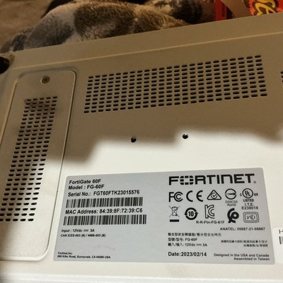 Fortinet FortiGate FG 60F Security Appliance P/N: FG-60F