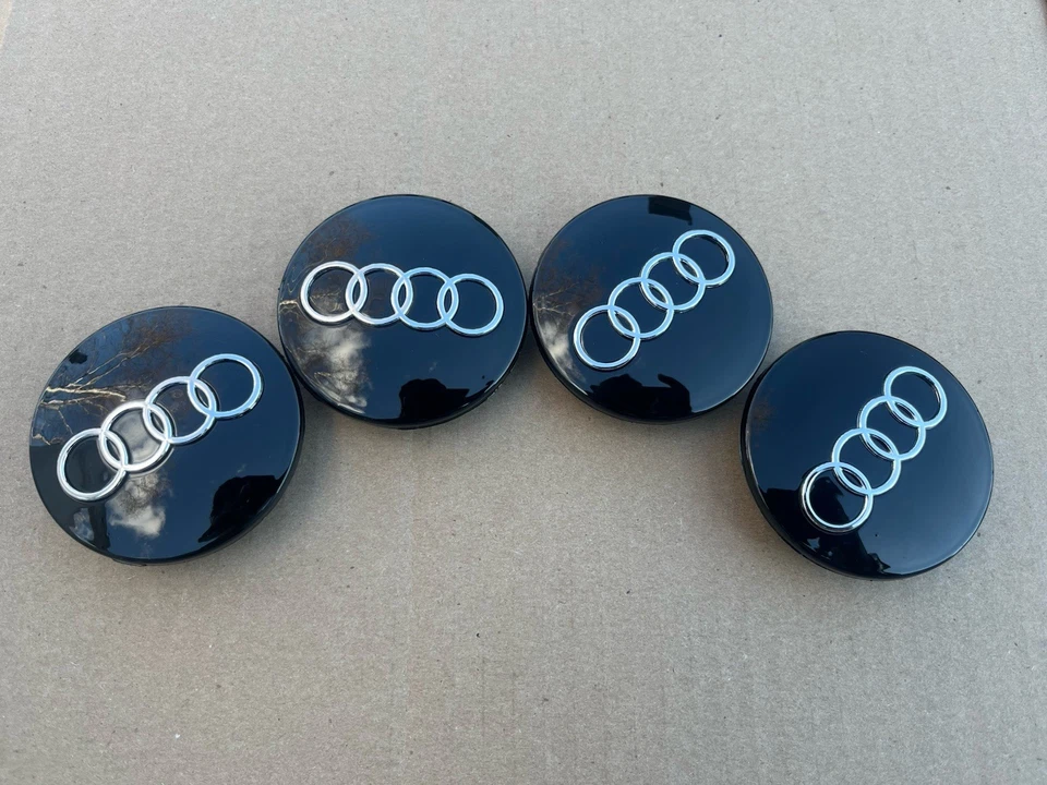 Juego (4 piezas) Tapacubos Centrales Llanta Cromo Negro Audi 68MM Repuesto 4B0601170A Foto 4 de 4