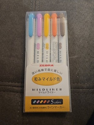 Zebra RC5 WKT7-5C-RC Highlighter Mildliner 5 Colors Japan Import Warm Marker