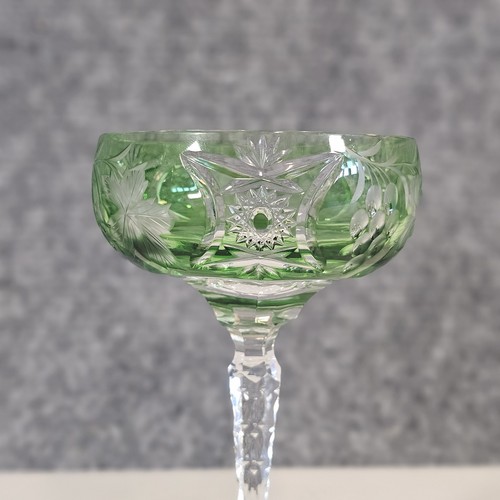 Nachtmann AJKA Bohemian Cobalt Green Clear Crystal Champagne Compote Glass - Picture 2 of 8