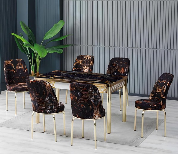 Esszimmer Essgruppen Esstisch StüHle Mehrfarbig Gold Modern Rechteckig-image