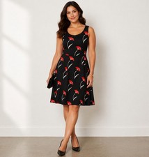 Ann Taylor Factory Black Floral Sleeveless Dress Size 12 A-Line 